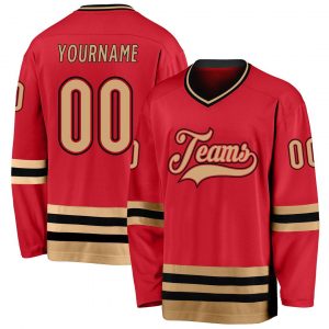 Custom Red Old Gold-Black Hockey Jersey Suit for daily life,Material: 100% polyester,price varies by size and custom