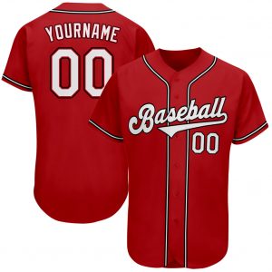 Custom Red White-Black Authentic Baseball Jersey Suit for daily life,Material: 100% polyester,price varies by size and custom