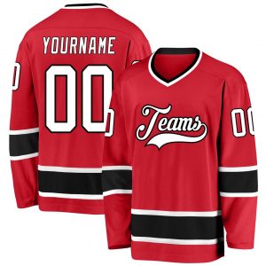 Custom Red White-Black Hockey Jersey Suit for daily life,Material: 100% polyester,price varies by size and custom