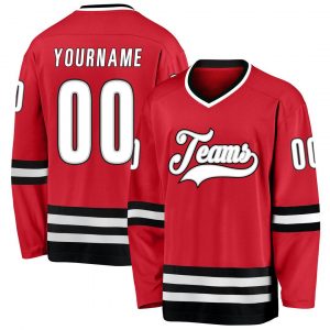 Custom Red White-Black Hockey Jersey Suit for daily life,Material: 100% polyester,price varies by size and custom