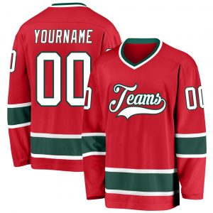 Custom Red White-Green Hockey Jersey Suit for daily life,Material: 100% polyester,price varies by size and custom