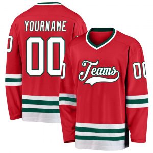 Custom Red White-Green Hockey Jersey Suit for daily life,Material: 100% polyester,price varies by size and custom