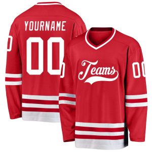 Custom Red White Hockey Jersey Suit for daily life,Material: 100% polyester,price varies by size and custom