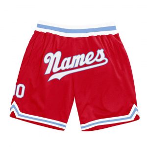 Custom Red White-Light Blue Authentic Throwback Basketball Shorts Suit for daily life,Material: 100% polyester,price varies by size and custom