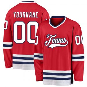 Custom Red White-Navy Hockey Jersey Suit for daily life,Material: 100% polyester,price varies by size and custom