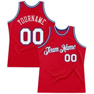 Custom Red White-Royal Authentic Throwback Basketball Jersey Suit for daily life,Material: 100% polyester,price varies by size and custom