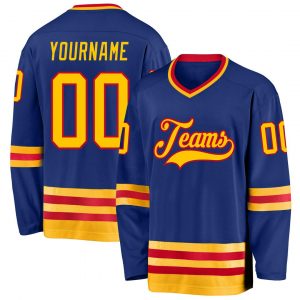 Custom Royal Gold-Red Hockey Jersey Suit for daily life,Material: 100% polyester,price varies by size and custom