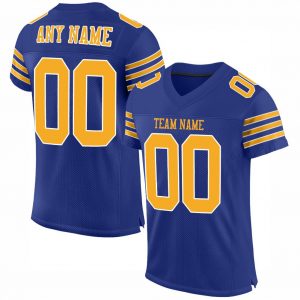 Custom Royal Gold-White Mesh Authentic Football Jersey Suit for daily life,Material: 100% polyester,price varies by size and custom