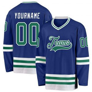 Custom Royal Kelly Green-White Hockey Jersey Suit for daily life,Material: 100% polyester,price varies by size and custom