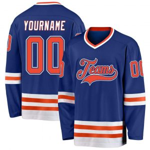 Custom Royal Orange-White Hockey Jersey Suit for daily life,Material: 100% polyester,price varies by size and custom