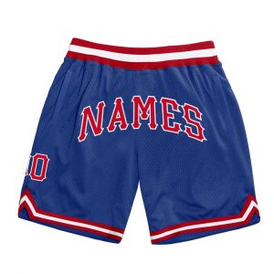 Custom Royal Red-White Authentic Throwback Basketball Shorts Suit for daily life,Material: 100% polyester,price varies by size and custom