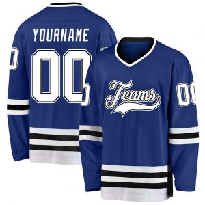 Custom Royal White-Black Hockey Jersey Suit for daily life,Material: 100% polyester,price varies by size and custom