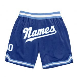 Custom Royal White-Light Blue Authentic Throwback Basketball Shorts Suit for daily life,Material: 100% polyester,price varies by size and custom