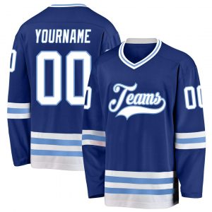 Custom Royal White-Light Blue Hockey Jersey Suit for daily life,Material: 100% polyester,price varies by size and custom