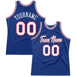 Custom Royal White-Red Authentic Throwback Basketball Jersey Suit for daily life,Material: 100% polyester,price varies by size and custom