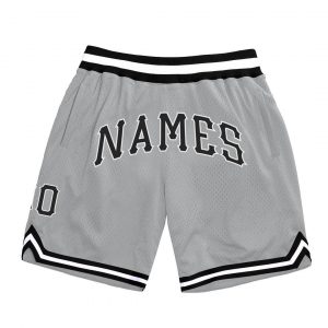 Custom Silver Gray Black-White Authentic Throwback Basketball Shorts Suit for daily life,Material: 100% polyester,price varies by size and custom