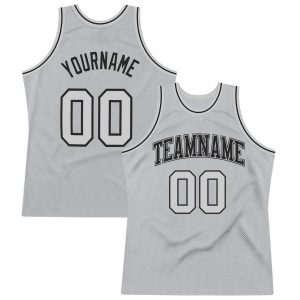 Custom Silver Gray Silver Gray-Black Authentic Throwback Basketball Jersey Suit for daily life,Material: 100% polyester,price varies by size and custom