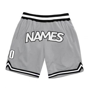 Custom Silver Gray White-Black Authentic Throwback Basketball Shorts Suit for daily life,Material: 100% polyester,price varies by size and custom