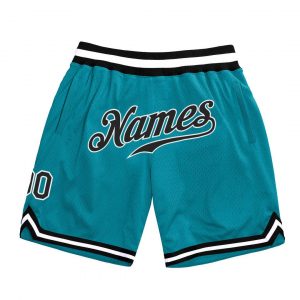 Custom Teal Black-White Authentic Throwback Basketball Shorts Suit for daily life,Material: 100% polyester,price varies by size and custom