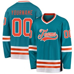 Custom Teal Orange-White Hockey Jersey Suit for daily life,Material: 100% polyester,price varies by size and custom