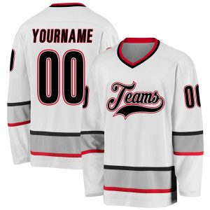 Custom White Black-Gray Hockey Jersey Suit for daily life,Material: 100% polyester,price varies by size and custom