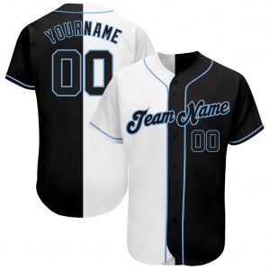 Custom White-Black Light Blue Authentic Split Fashion Baseball Jersey Suit for daily life,Material: 100% polyester,price varies by size and custom