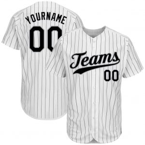 Custom White Black Pinstripe Black-Gray Authentic Baseball Jersey Suit for daily life,Material: 100% polyester,price varies by size and custom