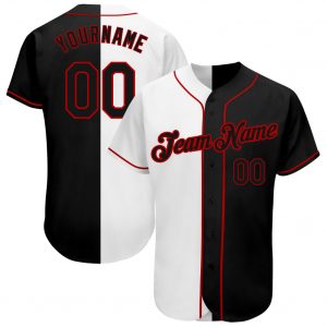 Custom White-Black Red Authentic Split Fashion Baseball Jersey Suit for daily life,Material: 100% polyester,price varies by size and custom