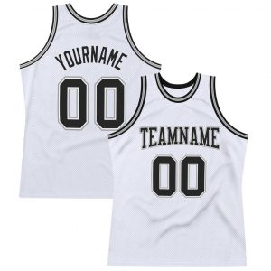 Custom White Black-Silver Gray Authentic Throwback Basketball Jersey Suit for daily life,Material: 100% polyester,price varies by size and custom