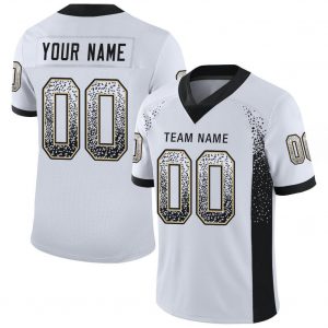 Custom White Black-Vegas Gold Mesh Drift Fashion Football Jersey Suit for daily life,Material: 100% polyester,price varies by size and custom