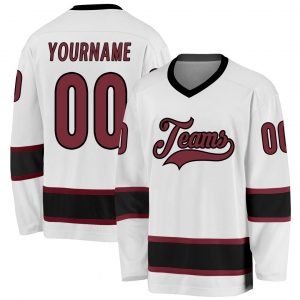 Custom White Burgundy-Black Hockey Jersey Suit for daily life,Material: 100% polyester,price varies by size and custom