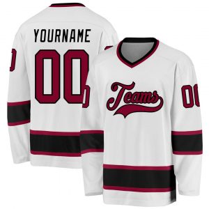 Custom White Maroon-Black Hockey Jersey Suit for daily life,Material: 100% polyester,price varies by size and custom