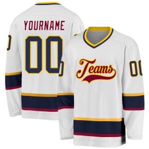 Custom White Navy-Maroon Hockey Jersey Suit for daily life,Material: 100% polyester,price varies by size and custom