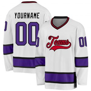 Custom White Purple-Black Hockey Jersey Suit for daily life,Material: 100% polyester,price varies by size and custom