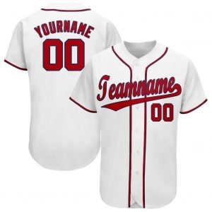 Custom White Red-Navy Baseball Jersey Suit for daily life,Material: 100% polyester,price varies by size and custom