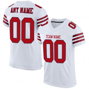 Custom White Red-Navy Mesh Authentic Football Jersey Suit for daily life,Material: 100% polyester,price varies by size and custom