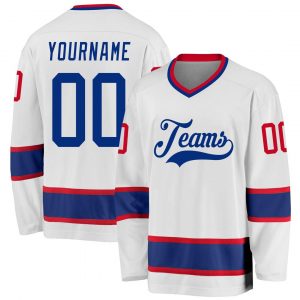 Custom White Royal-Gold Hockey Jersey Suit for daily life,Material: 100% polyester,price varies by size and custom