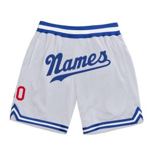 Custom White Royal-Red Authentic Throwback Basketball Shorts Suit for daily life,Material: 100% polyester,price varies by size and custom