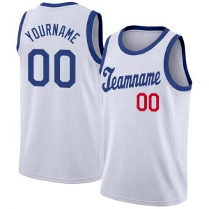 Custom White Royal-Red Round Neck Rib-Knit Basketball Jersey Suit for daily life,Material: 100% polyester,price varies by size and custom