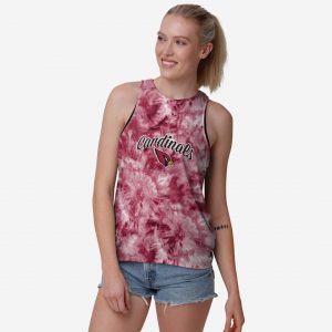 Arizona Cardinals Womens Script Wordmark Tie-Dye Tie-Breaker Sleeveless Top Suit for daily life,Material: 80% polyester - 20% Cotton.