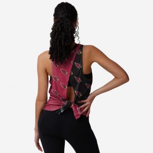 Arizona Cardinals Womens Wordmark Mini Print Tie-Breaker Sleeveless Top Suit for daily life,Material: 80% polyester - 20% Cotton.