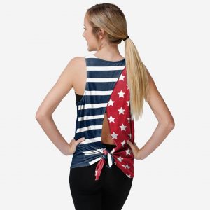 Atlanta Braves Womens Americana Tie-Breaker Sleeveless Top Suit for daily life,Material: 80% polyester - 20% Cotton.