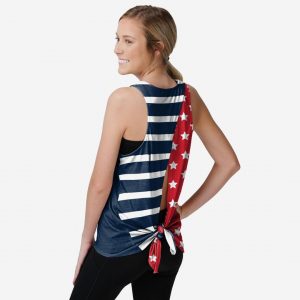 Boston Red Sox Womens Americana Tie-Breaker Sleeveless Top Suit for daily life,Material: 80% polyester - 20% Cotton.