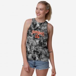 Cincinnati Bengals Womens Script Wordmark Tie-Dye Tie-Breaker Sleeveless Top Suit for daily life,Material: 80% polyester - 20% Cotton.