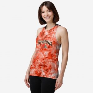 Cleveland Browns Womens Script Wordmark Tie-Dye Tie-Breaker Sleeveless Top Suit for daily life,Material: 80% polyester - 20% Cotton.