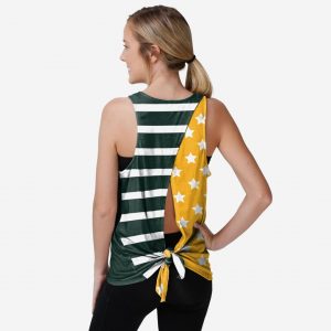 Green Bay Packers Womens Americana Tie-Breaker Sleeveless Top Suit for daily life,Material: 80% polyester - 20% Cotton.