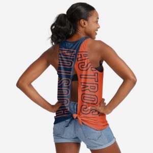 Houston Astros Womens Tie-Breaker Sleeveless Top Suit for daily life,Material: 80% polyester - 20% Cotton.