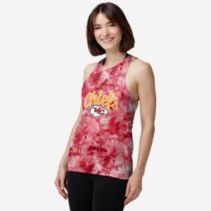 Kansas City Chiefs Womens Script Wordmark Tie-Dye Tie-Breaker Sleeveless Top Suit for daily life,Material: 80% polyester - 20% Cotton.