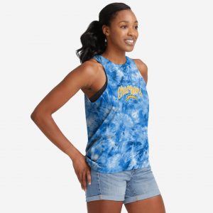 Los Angeles Chargers Womens Script Wordmark Tie-Dye Tie-Breaker Sleeveless Top Suit for daily life,Material: 80% polyester - 20% Cotton.