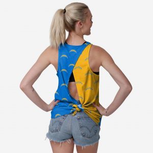 Los Angeles Chargers Womens Wordmark Mini Print Tie-Breaker Sleeveless Top Suit for daily life,Material: 80% polyester - 20% Cotton.